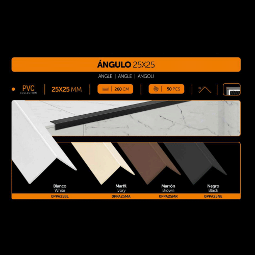 ÁNGULO PVC 25X25 MM