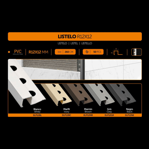 LISTELO PVC R12X12 MM