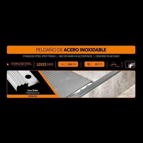 PELDAÑO DE ACERO INOX