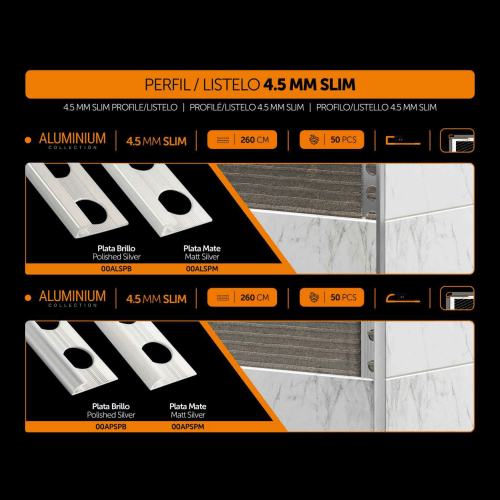 PERFIL/LISTELO 4,5 MM SLIM